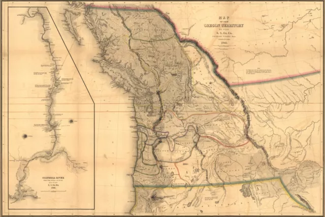 Poster, Many Sizes; Map Of Oregon Territory; Washington State 1844