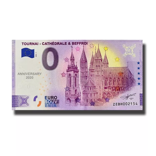 0 Euro Souvenir Banknote Tournai Cathedrale & Beffroi Belgium ZEBH 2022