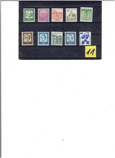 BUND : 10 versch. postfrische DS- Marken / 11