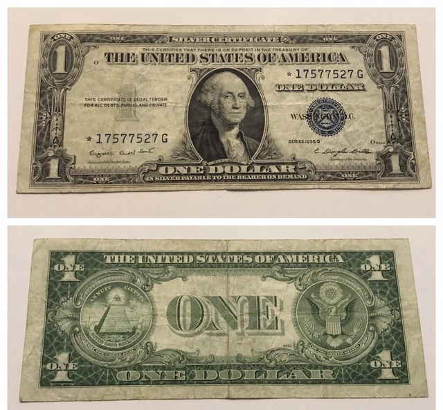 Vintage Star 1935-G One Dollar Bill $1 Silver Certificate Blue Seal Washington