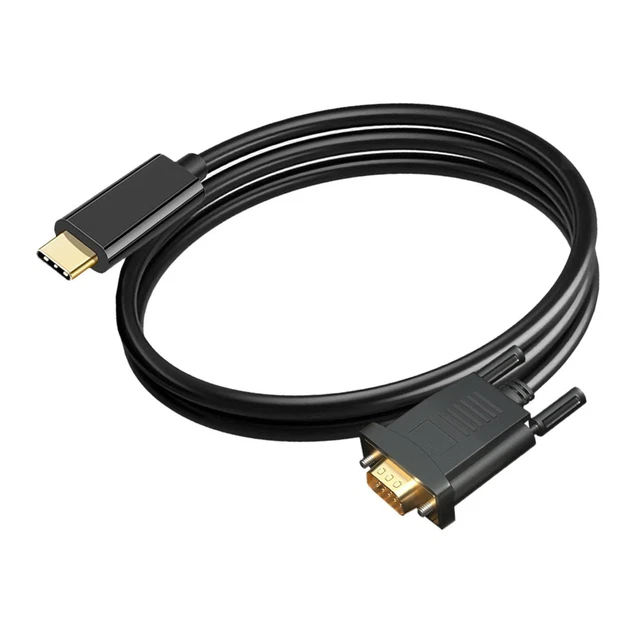 USB Type C to VGA Male Cable Plug and Play 1080P 10Gbps for Notebook Laptop