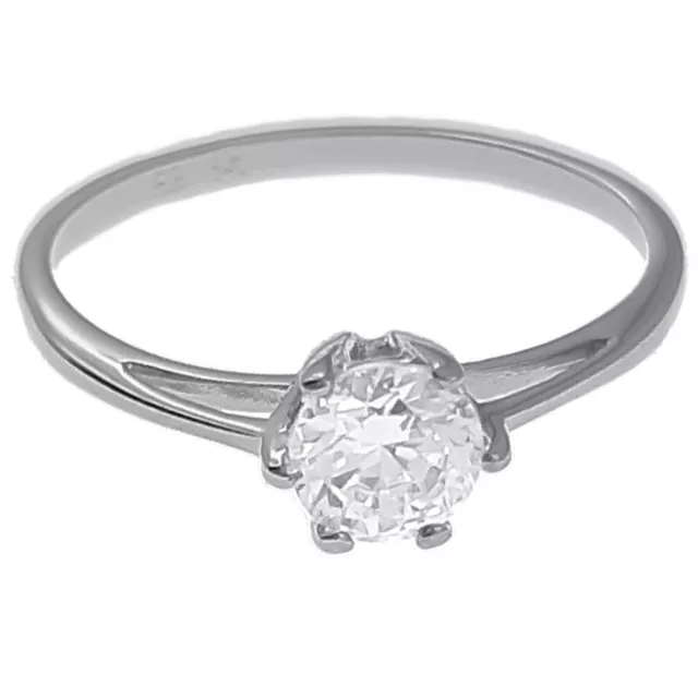 BAGUE solitaire Femme en ARGENT 925 rhodié et Zirconium 6 mm - TAILLE 58 DISPO