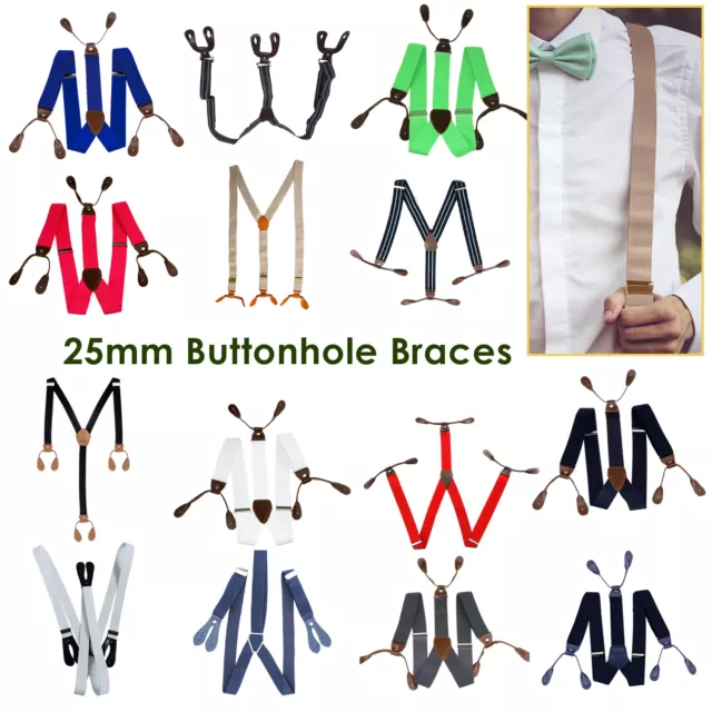 Mens Unisex Adjustable Six Button Holes 2.5cm in Width Style Suspenders Braces