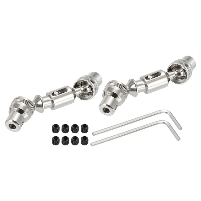 RC Car Drive Shaft CVD Center Drive Shaft with M3 Grub Screws Metal Silver 2Pcs
