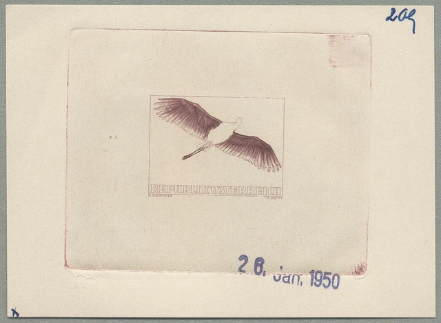 Österreich ANK 972 MICHEL 987 Vögel 10 Schilling Graureiher PHASENDRUCK FARBE RR