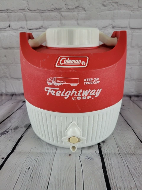 Coleman VINTAGE RETRO WATER JUG COOLER 1 GALLON RED Freightway Keep on Truckin