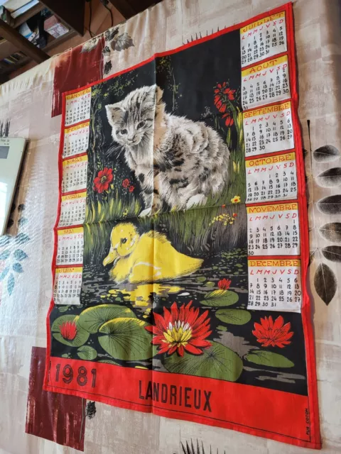 ancien torchon calendrier 1981 LANDRIEUX