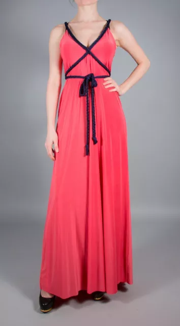 T-Bags Los Angeles Wrap Around Tie Maxi Dress Cam Strap w/Braid Strap in Coral L