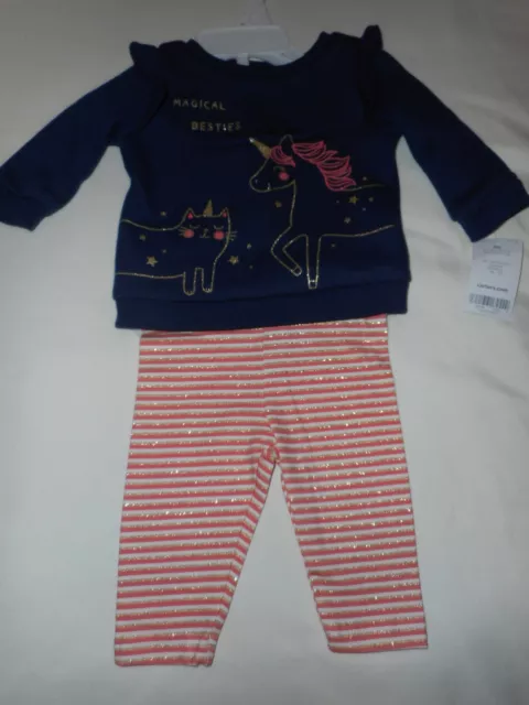 Carters 2 Piece Magical Besties Top & Pants - Infant Baby Size 3 Months