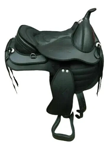 Selle Western 16" En Cuir Écologique De Buffle Marron Avec Combinaison