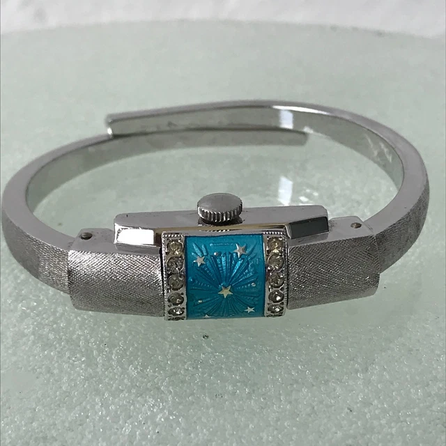 VINTAGE JEAN PERRET Geneve Ladies hidden Watch Bracelet Cuff 