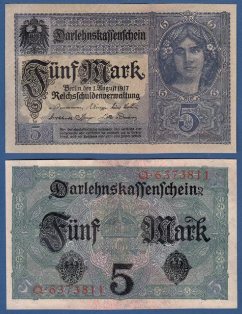 DARLEHNSKASSENSCHEIN 5 Mark 1917 KASSENFRISCH 7 stellig  Ro.54 a