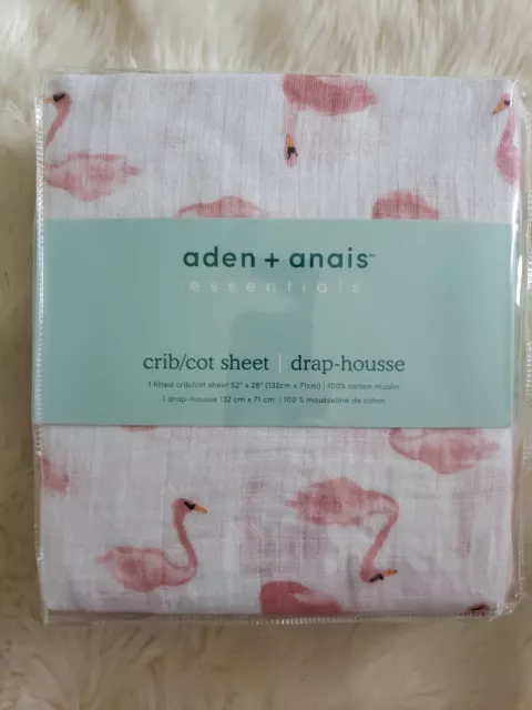 aden + anais Essentials Classic Crib Sheet, 100% Cotton Briar Rose - Swans