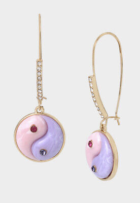 Brand NewBetsey Johnson Gold Tone Pastel Pink & Purple Yin & Yang Drop Earrings