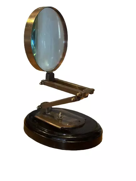 5 Inch Antique Style Adjustable Magnifying Glass  Wood Base & Brass(NO RETURNS) 3