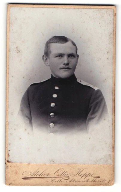 Fotografie Otto Hoppe, Celle, Portrait Soldat in Uniform CDV /Kabinett-Foto