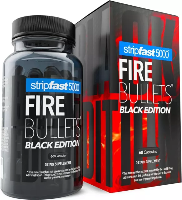 Stripfast5000 Fire Bullets Max Strength Edición Negra para Mujer y Hombre 60 Gorras