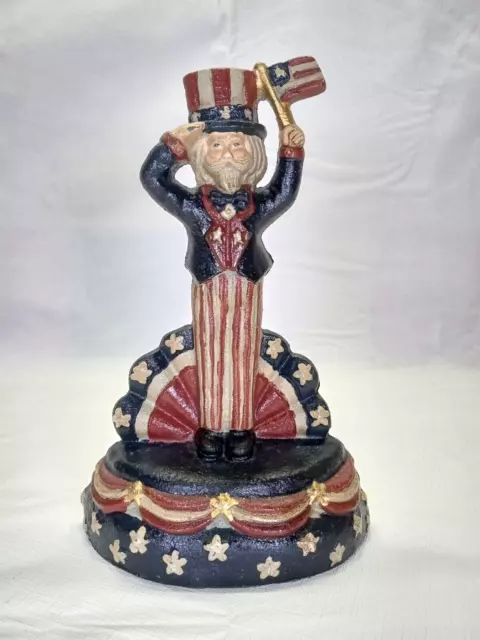 Vintage Uncle Sam Cast Iron Door Stop 8.25” Patriotic Americana 4th July