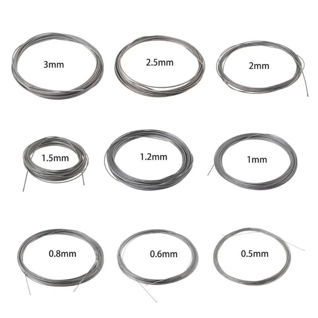 10m 304 Stainless Steel Wire Rope Soft Fishing Lifting Cable 7×7 Clothesline