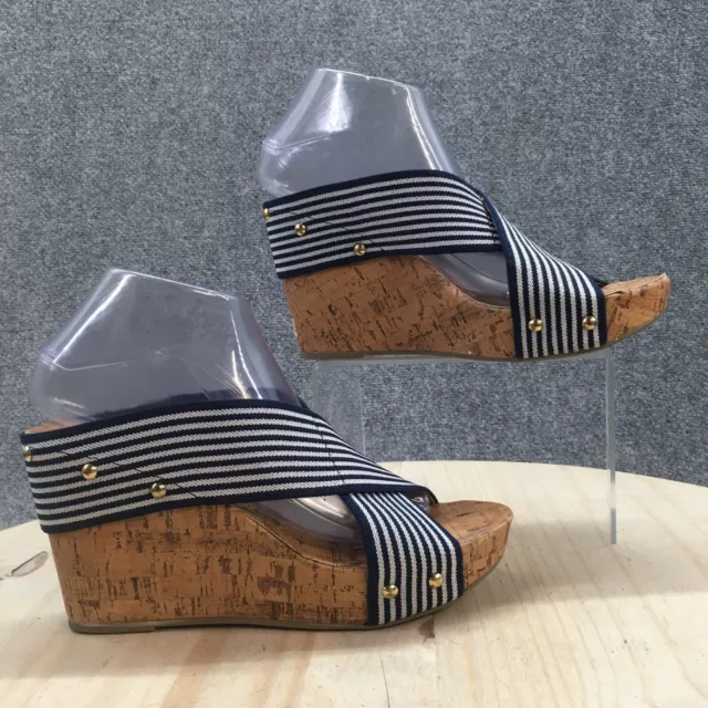 MONTEGO BAY CLUB Sandals Womens 9 Striped Slide Wedge Slip On Blue ...