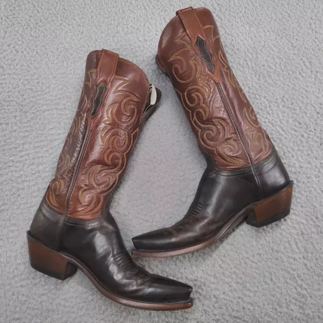 Lucchese 1883 Cowboy Boots Womens 7 B US Brown Leather Snip Toe N4583