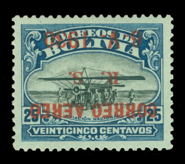 BOLIVIA 1930 AIRMAIL - Graf Zeppelin Surch.  25c Sc# C15a INVERTED ovpt. mint MH