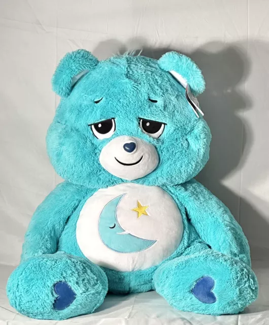 Jumbo XL Bedtime Bear Plush 36" Blue Sleepy Moon fluffy, NEW Huge -Basic Fun