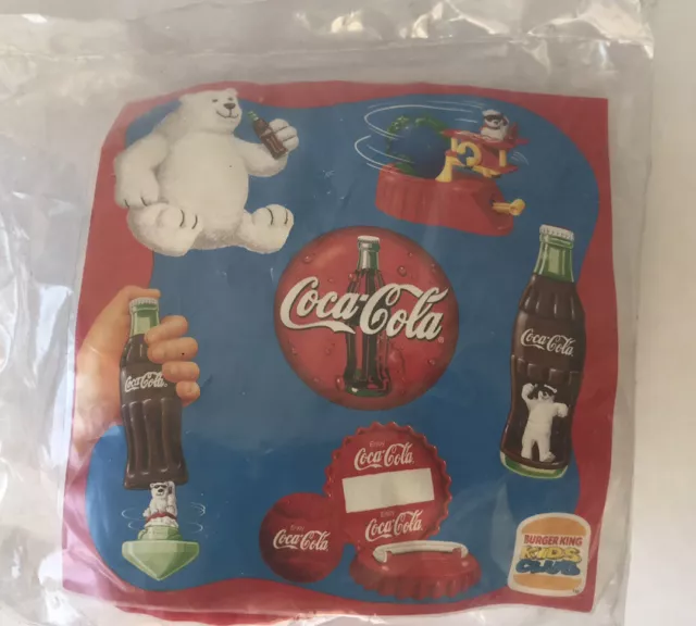 1999 burger king coca cola wind up toy spinning plane with bear New Sealed