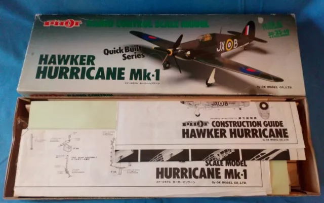 PILOT By OK MODEL HAWKER HURRICANE MK-1 COMPLET R/C Scale. Made in Japan.© 1984. 2