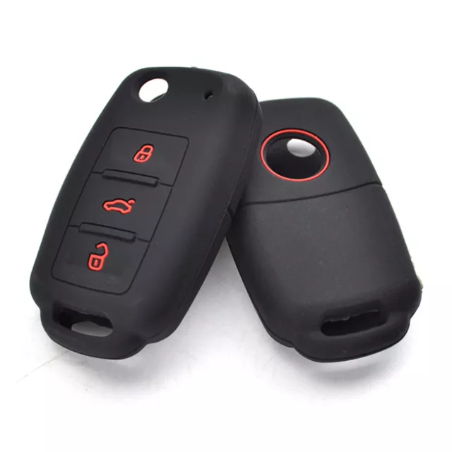 3-Button Silicone Car Key Fob Cover Case For VW POLO Bora Skoda Key Shell Holder