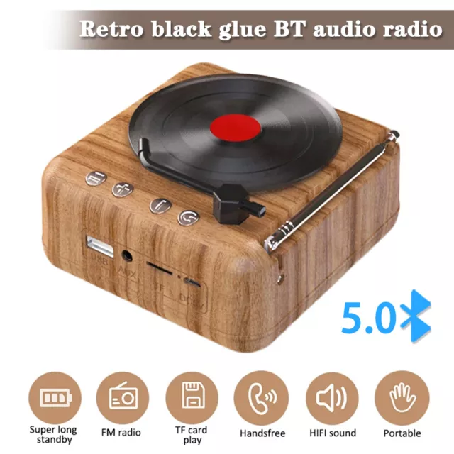 Retro Portable Bluetooth Speaker Wireless Stereo Support FM Radio /TF/AUX/U disk