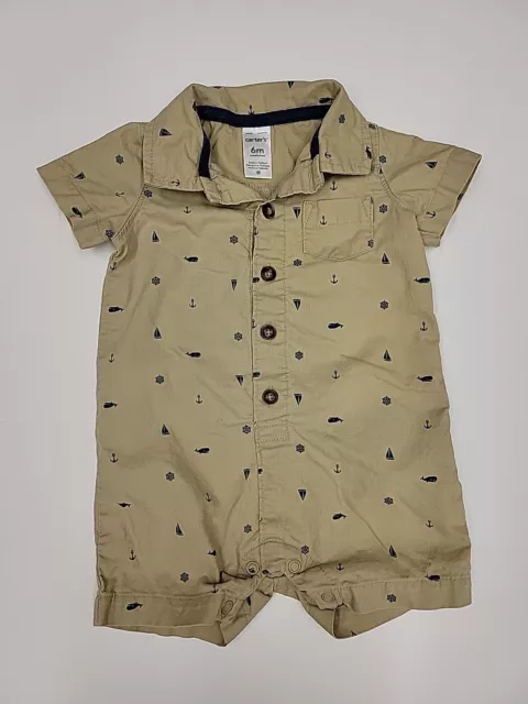 Carters Baby Boys Sailboat Nautical One Piece Romper Shortall Size 6 Months