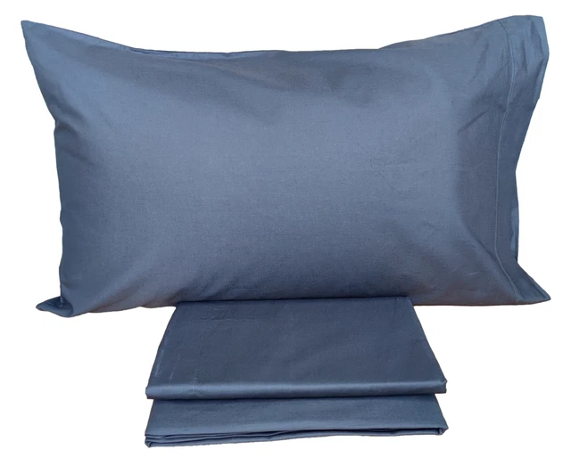 Completo lenzuola una piazza e mezza 100% cotone set letto tinta unita antracite