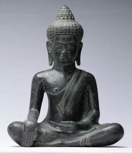 Ancien Khmer Style Bronze Enlightenment Bayon Statue de Bouddha - 39cm/16 "