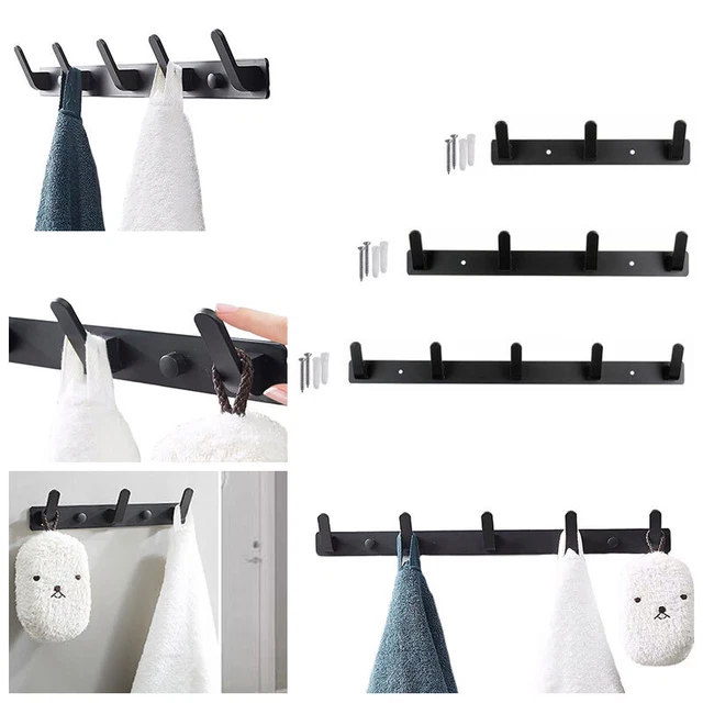 2Pcs 3/4/5 Hooks Aluminum Holder Coat Clothes Rack Hook Wall Mounted Door Hanger