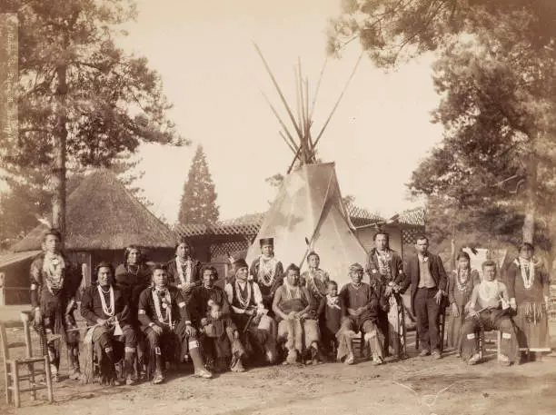 Group of Native Americans United States of America in 1884 OLD PHOTO