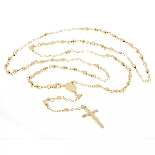 Italian 14k Yellow Gold Miraculous Medal Rosary Chain Necklace 24" 4mm 8.7 grams