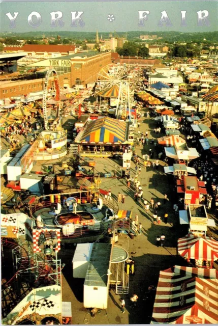 Vintage Postcard - Aerial View York Pennsylvania PA Fair Amusement Park 1989