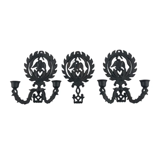 Vintage Wilton Cast Iron Eagle Wall Sconces Candle Holders With Matching Trivet