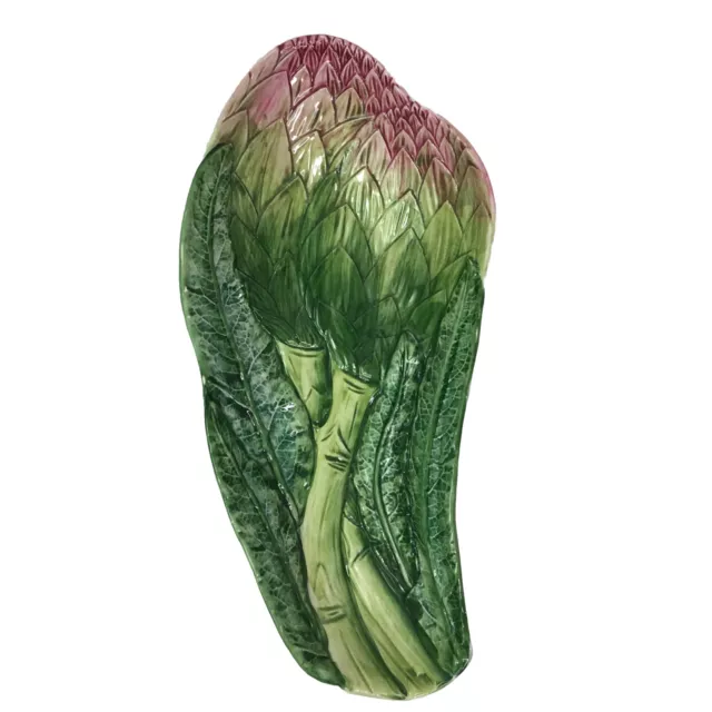 Vintage Italian Vietri Majolica Artichoke Shape Dish MCM Hand Painted #7768