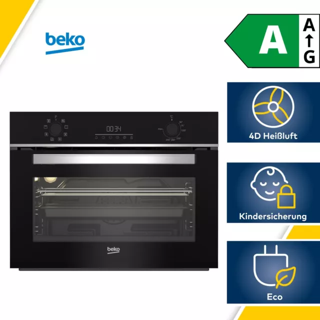 Beko BBCM13300X EEK: A Einbaubackofen, 60cm breit, 48L, Kindersicherung, SteamSh