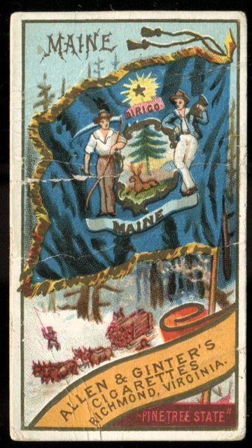 Tobacco Card,Allen Ginter,FLAGS OF THE STATES AND TERRITORIES,1888,N11,Maine
