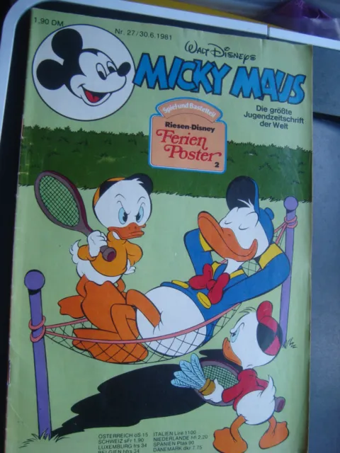 Micky Maus Heft Nr. 27 von 1981 mit Poster
