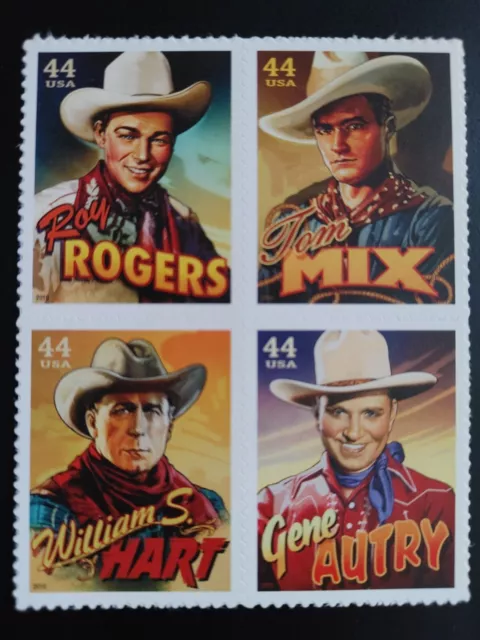 US Stamps Cowboys of the Silver Screen Stamps block of 4 (SC 4446-49)  MNH