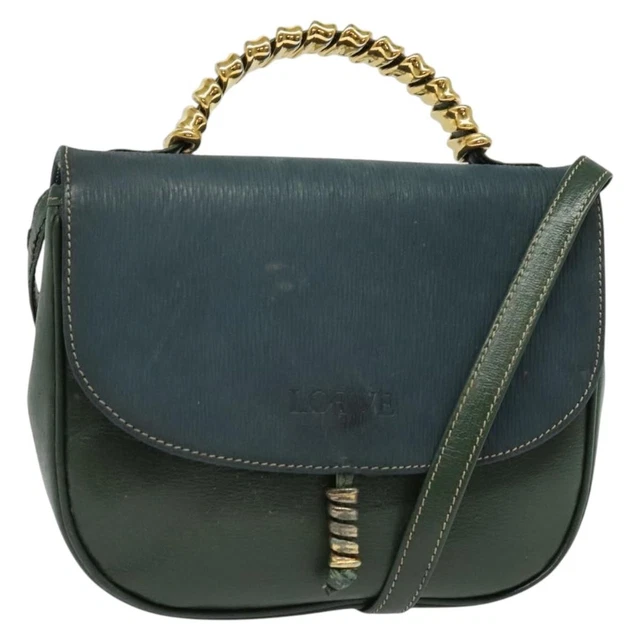 LOEWE VELAZQUEZ 2WAY Handbag Shoulder Bag Suede Leather Gold