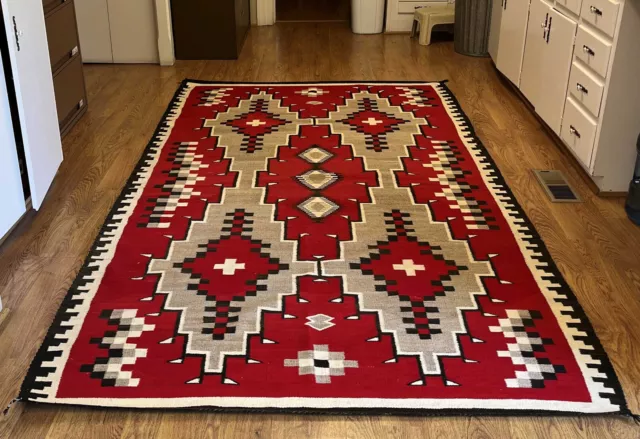 Southwest alfombra santa fe Navajo 9x12 bright kilim Area Rug Wool Native navaho