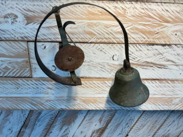 Antique Victorian Brass Servants Bell Shop Door Butlers Maid Bell complete