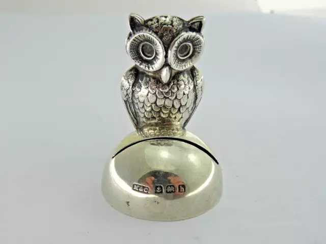 Antique Edwardian Hallmarked Sterling Silver Novelty Owl Menu Holder