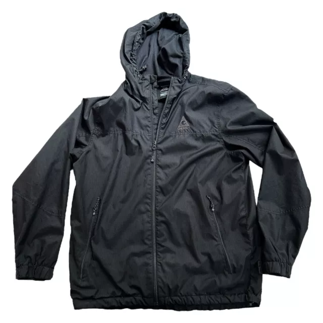 GERRY TANDEM TECH Jacket Mens M Black Lightweight Windbreaker Hooded Zip Coat 15.00 PicClick