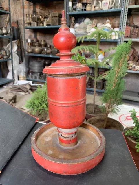 Antique Late 19th Century Handcrafted Burmese Red Lacquer Offering Vessel Hsunok